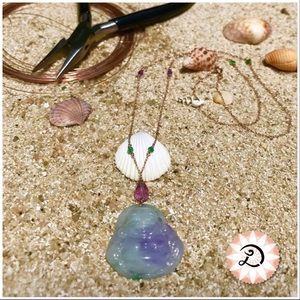 Lady Daisy lavender jade Buddha necklace